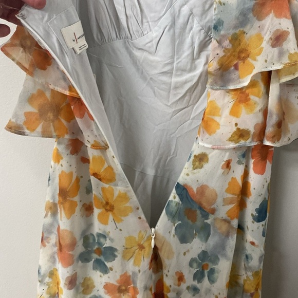 NWT ANTHROPOLOGIE ASYMMETRICAL HEM FLORAL WATER COLOR SPAGHETTI STRAP DRESS XS - Picture 13 of 16
